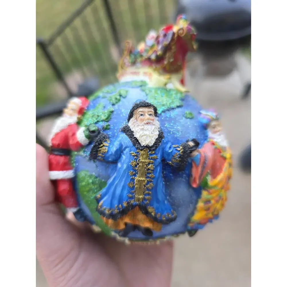 Vintage Christopher Radko Christmas Tree Ornament Santas Around the World Globe